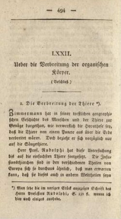 LXXII. Ueber die Verbreitung der organischen Körper. (Beschluß)