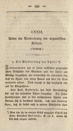 LXXII. Ueber die Verbreitung der organischen Körper. (Beschluß)