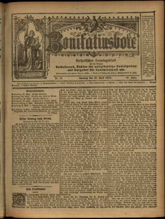 Ausgabe vom Sonntag, den 27. April 1919.