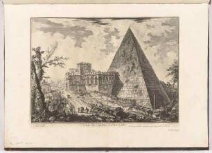 Veduta del Sepolcro di Cajo Cestio (Ansicht der Pyramide des Gaius Cestius), aus der Folge "Vedute di Roma"