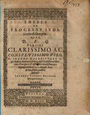Theses ex processu iudiciario desumptae