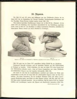 Abb. 184. + Abb. 185. Figuren an den Säulen am Kunstpalast zu Düsseldorf, ausgeführt von der Firma E. Schwenk, Ulm a. D.