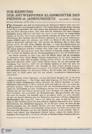 7: Zur Kenntnis der Antwerpener Kleinmeister des frühen 16. Jahrhunderts