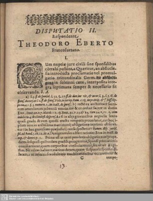 Disputatio II. Respondente Theodoro Eberto