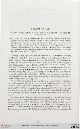 Chapter XI: Art among the Greek peoples during the eighth and seventh centuries B.C.