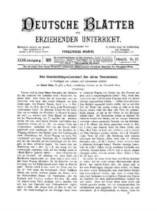 Der Geschichtsquellenwert des Alten Testaments : in Vorträgen vor Lehrern und Lehrerinnen erörtert ; (Fortsetzung)