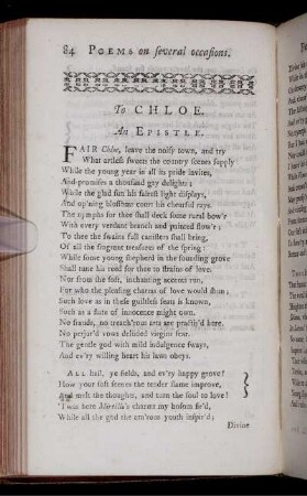 To Chloe. An Epistle