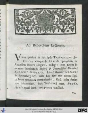 Ad Benevolum Lectorem.