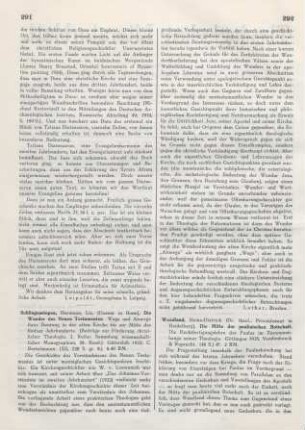 292-293 [Rezension] Wendland, Heinz-Dietrich, Die Mitte der paulinischen Botschaft