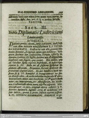 Sect. III. Notheia Diplomatis Ludoviciani Lindaviensis