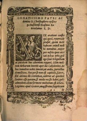 Ad Reverendvm In Christo P. et illustrem principe[m] Christophoru[m] episcopum Basiliensem, epistola apologetica Erasmi Roterodami de interdicto esu carniu[m], deq[ue] similibus hominu[m] constitutionibus