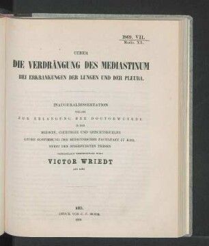 Ueber Die Verdrängung Des Mediastinum Bei Erkrankungen Der Lungen Und Der Pleura.