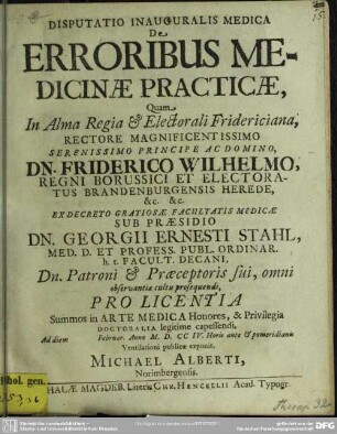 Disputatio Inauguralis Medica De Erroribus Medicinae Practicae