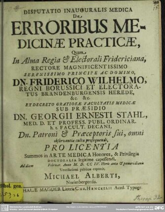 Disputatio Inauguralis Medica De Erroribus Medicinae Practicae