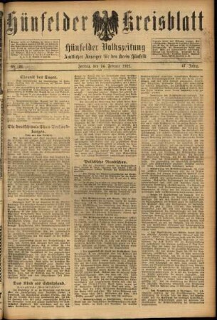 Ausgabe vom Freitag, den 24. Februar 1922.