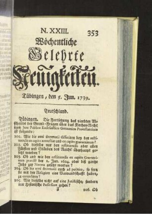 XXIII. (5. Jun. 1739)