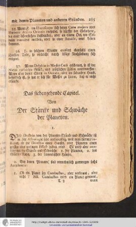 Von der Stärcke und Schwäche der Planeten