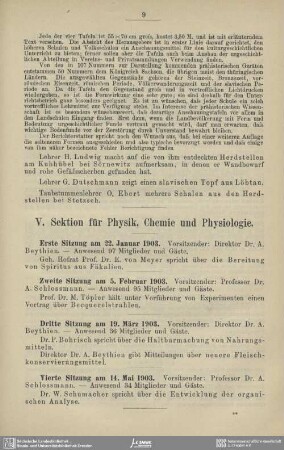 V. Section für Physik, Chemie und Physiologie