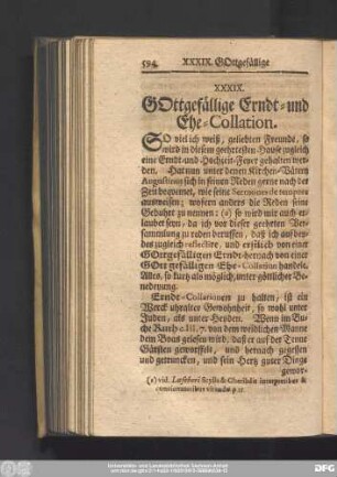 XXXIX. Gottgefällige Erndt- und Ehe-Collation.