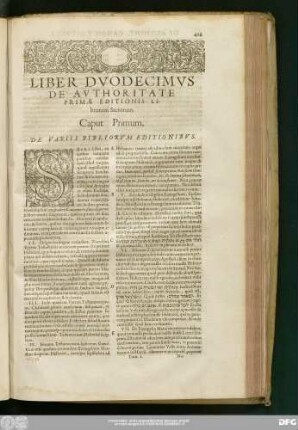 Caput Primum. De Variis Bibliorum Editionibus.