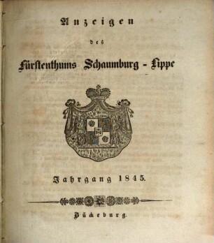 Anzeigen des Fürstenthums Schaumburg-Lippe. 1845, 1845