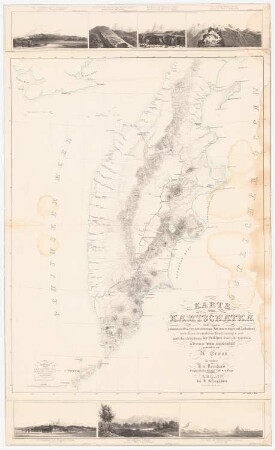 Karte von Kamtschatka: Landkarte, 3 Perspektivische Ansichten, Maßstabsleiste
