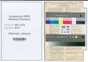 Entnazifizierung Johanna Wemmers , geb. 26.12.1899 ()