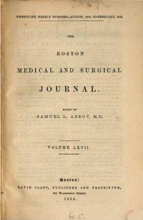 Boston medical and surgical journal. 67. 1863