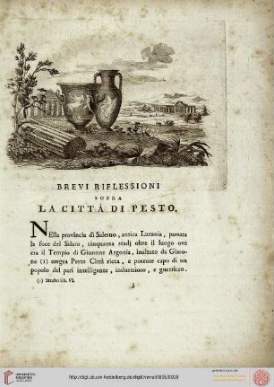 Brevi riflessioni sopra la citta die Pesto