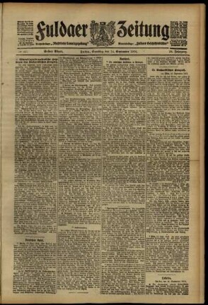 Erste Ausgabe vom Samstag, den 14. September 1912.