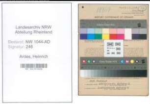 Entnazifizierung Heinrich Ardes , geb. 05.11.1914 (Angestellter)