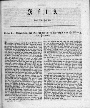 Ueber die Recension des Heldengedichtes Rudolph von Habsburg, im Hermes.