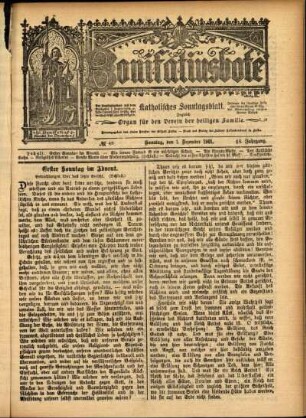 Erste Ausgabe vom Sonntag, den 01. Dezember 1901.