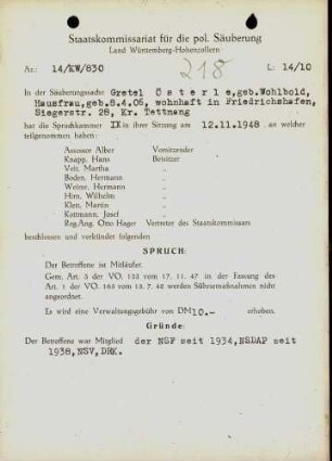 Österle, Gretel, geb. Wohlbold