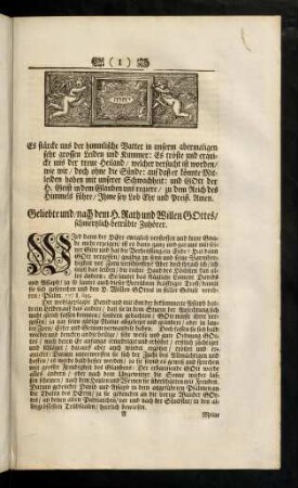 1-38, Christliche Leichen-Predigt. Lebens-Lauff. Epicedia.
