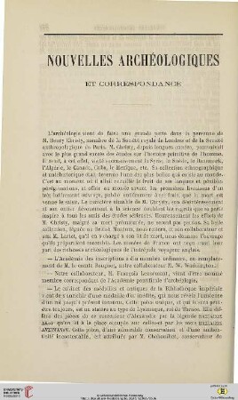 Nouvelles archéologiques et correspondance
