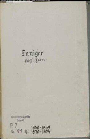 Kirchenbuchduplikat der katholischen Gemeinde in Enniger (GHT 1870-1869; GHT 1870-1874). (Gemeinde: Enniger, katholische Gemeinde)