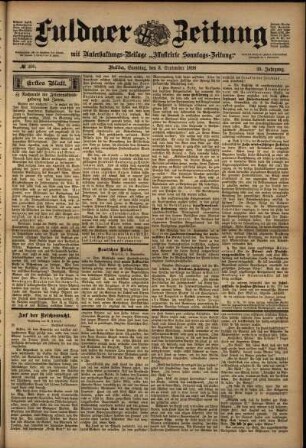 Erste Ausgabe vom Samstag, den 03. September 1898.