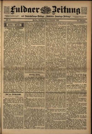 Erste Ausgabe vom Samstag, den 03. September 1898.