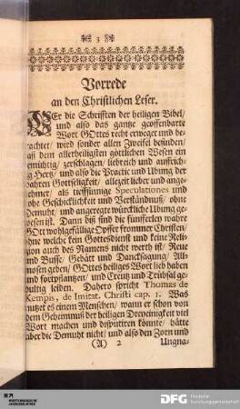 Vorrede an den Christlichen Leser.