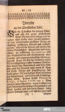Vorrede an den Christlichen Leser.