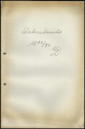 Jahresbericht der Zweiganstalt Athen für das Jahr 1892/1893