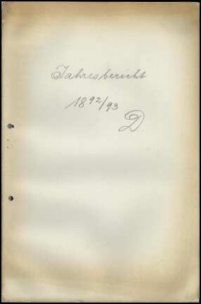 Jahresbericht der Zweiganstalt Athen für das Jahr 1892/1893