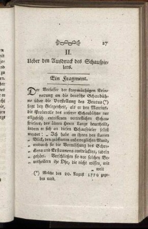 II. Ueber den Ausdruck des Schauspielers.