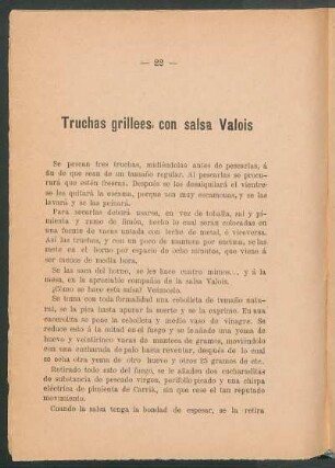 Truchas grillees con salsa valois