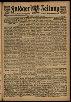 Erste Ausgabe vom Donnerstag, den 03. März 1904.