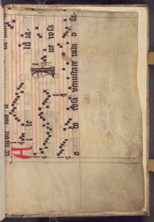 Hinterspiegel ausgelöst, Pergamentblatt aus einem Antiphonar, 15. Jh.