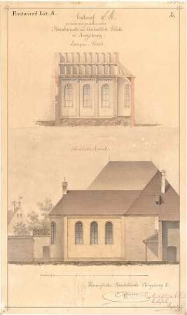 Hoffmann, Lorenz; Augsburg (Bayern); Bischöfliches Palais, Hauskapelle - Ansicht, Längsschnitt
