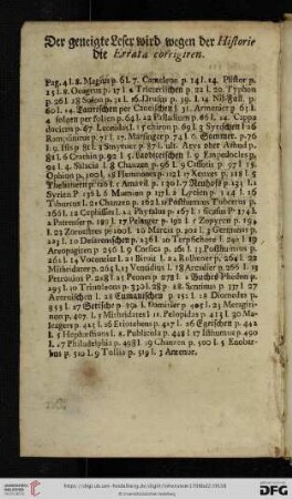 Der geneigte Leser wird wegen der Historie die Errata corrigiren
