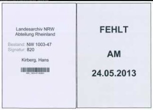 Entnazifizierung Hans Kirberg , geb. 11.06.1908 (Rechtsanwalt)